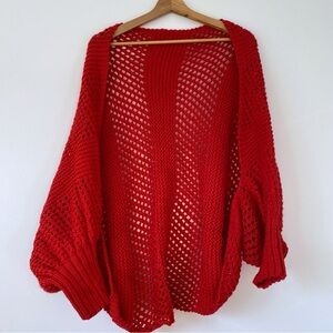 Home Knit Tomato Red Shrug
